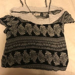 Black off the shoulder crop top